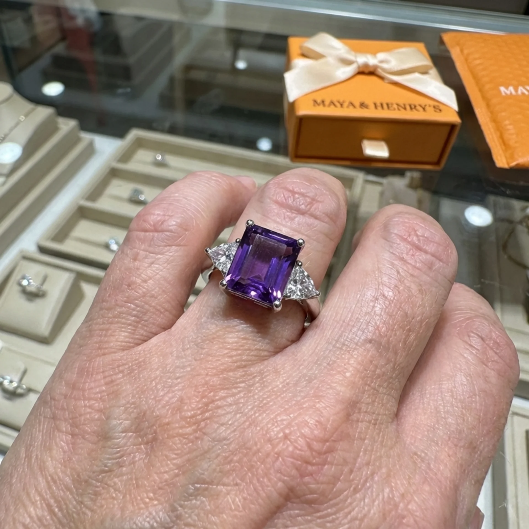 Trinity Amethyst Ring | White Gold Maya Henry Jewelry