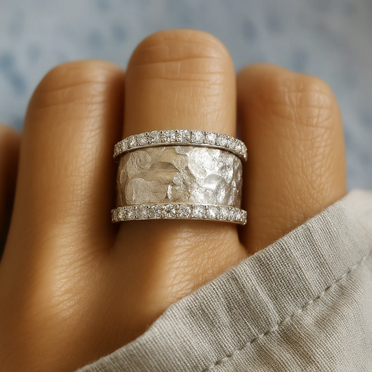 Vintage Silvered Zirconia Ring Maya Henry Jewelry