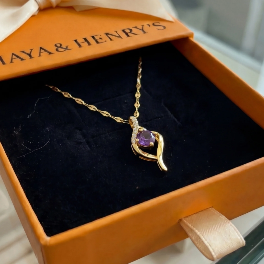 Vespera Amethyst Swirl Necklace | Gold Maya Henry Jewelry