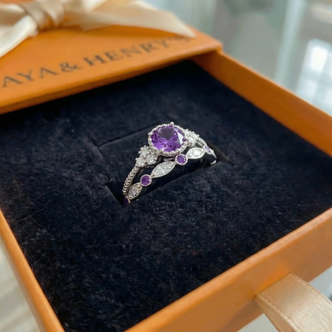 Violetis Crown Ring Set | White Gold Maya Henry Jewelry