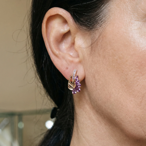Viorelle Amethyst Wing Earrings | Rose Gold Maya Henry Jewelry