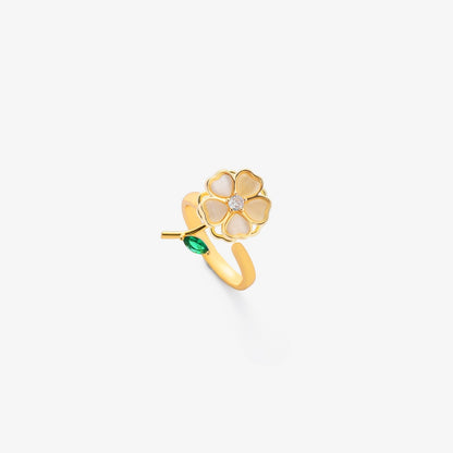 Emerald Leaf Flower Spinning Ring | Gold Maya Henry Jewelry