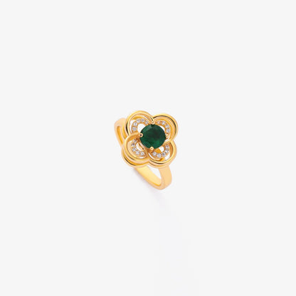 Clover Halo Emerald Spinning Ring | Gold Maya Henry Jewelry