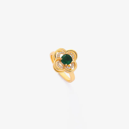 Clover Halo Emerald Spinning Ring | Gold Maya Henry Jewelry