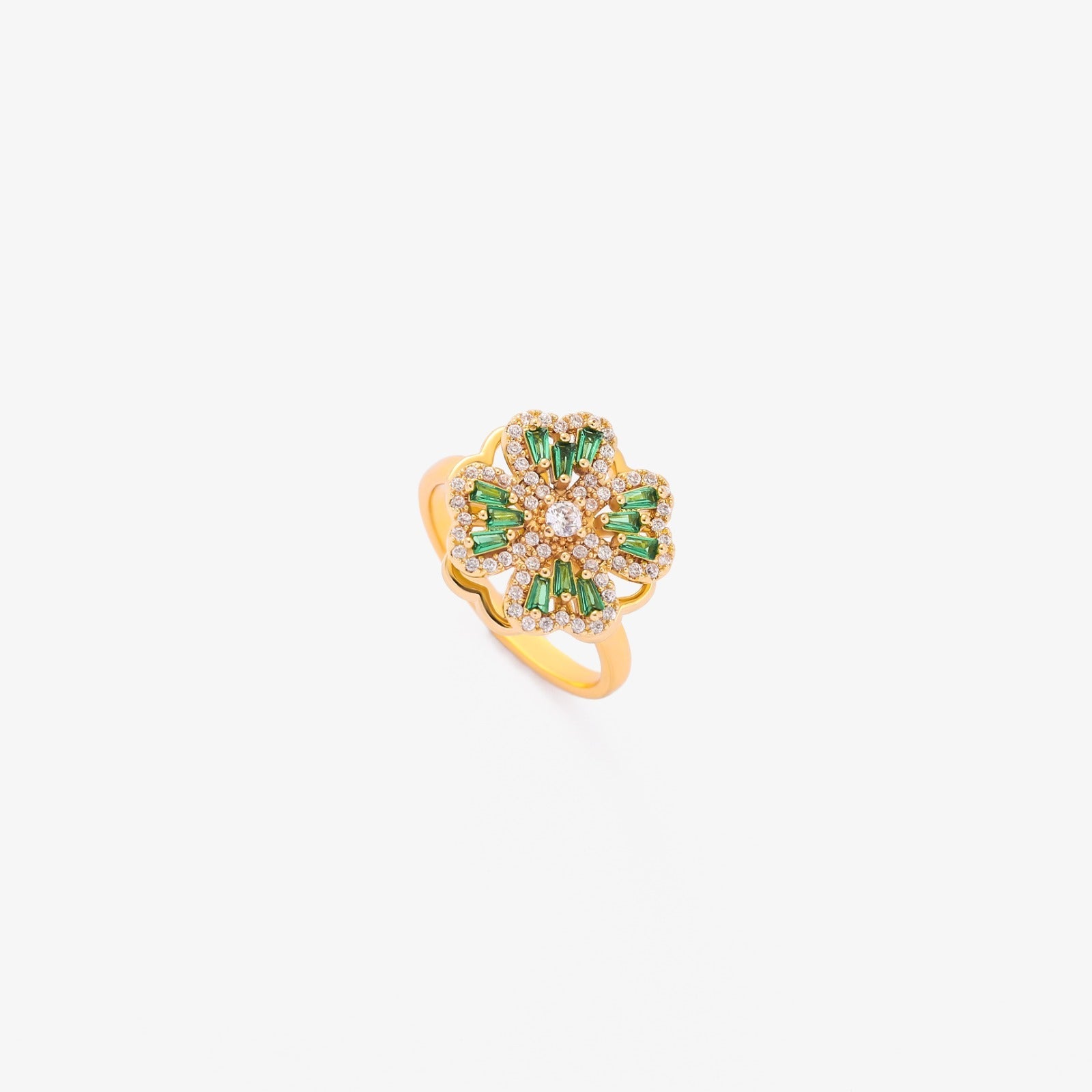 Emerald Clover Spinning Ring | Gold Maya Henry Jewelry
