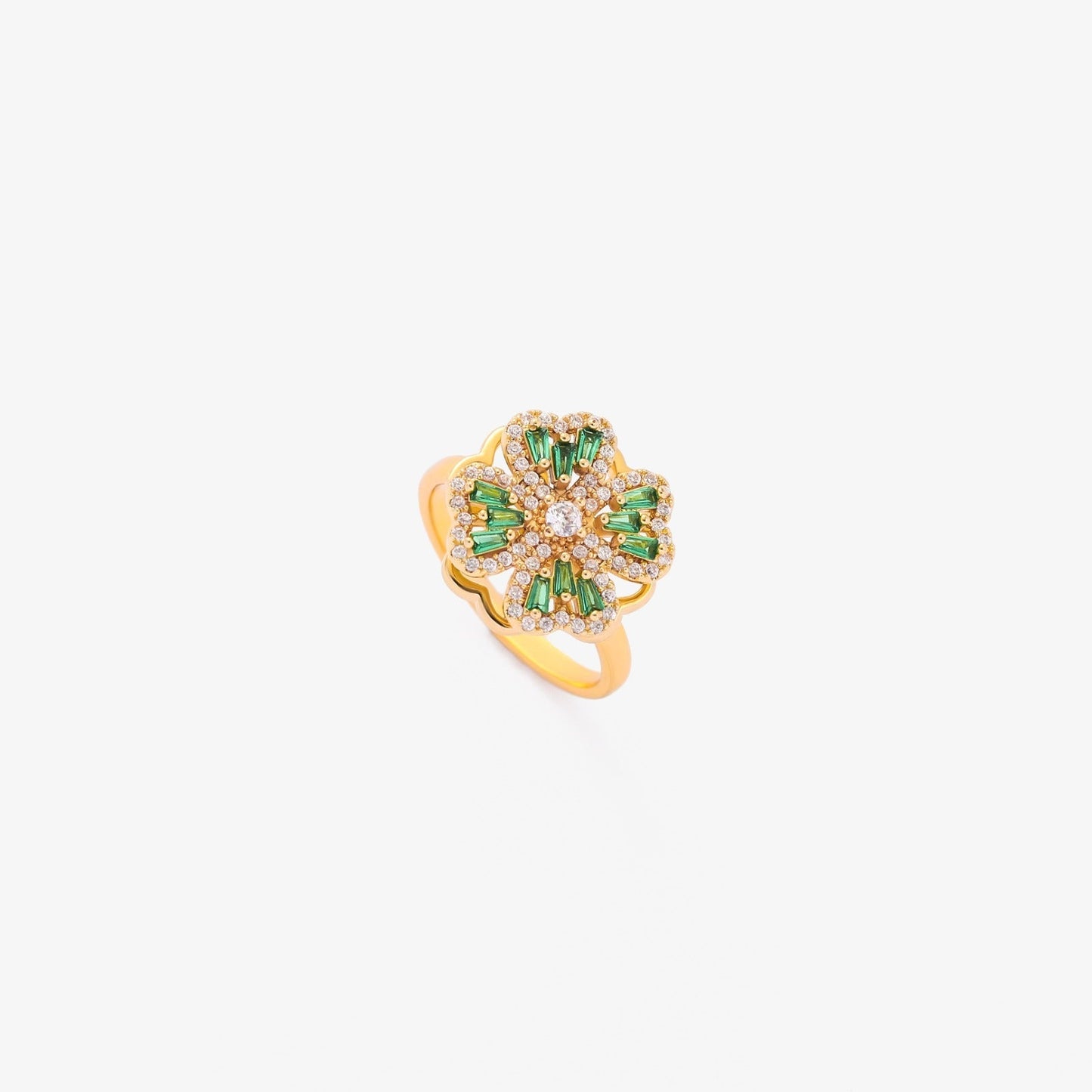 Emerald Clover Spinning Ring | Gold Maya Henry Jewelry