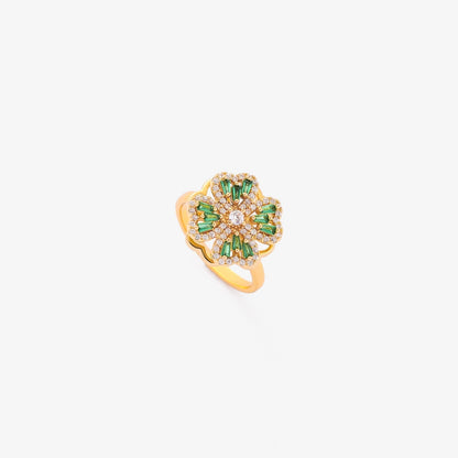 Emerald Clover Spinning Ring | Gold Maya Henry Jewelry