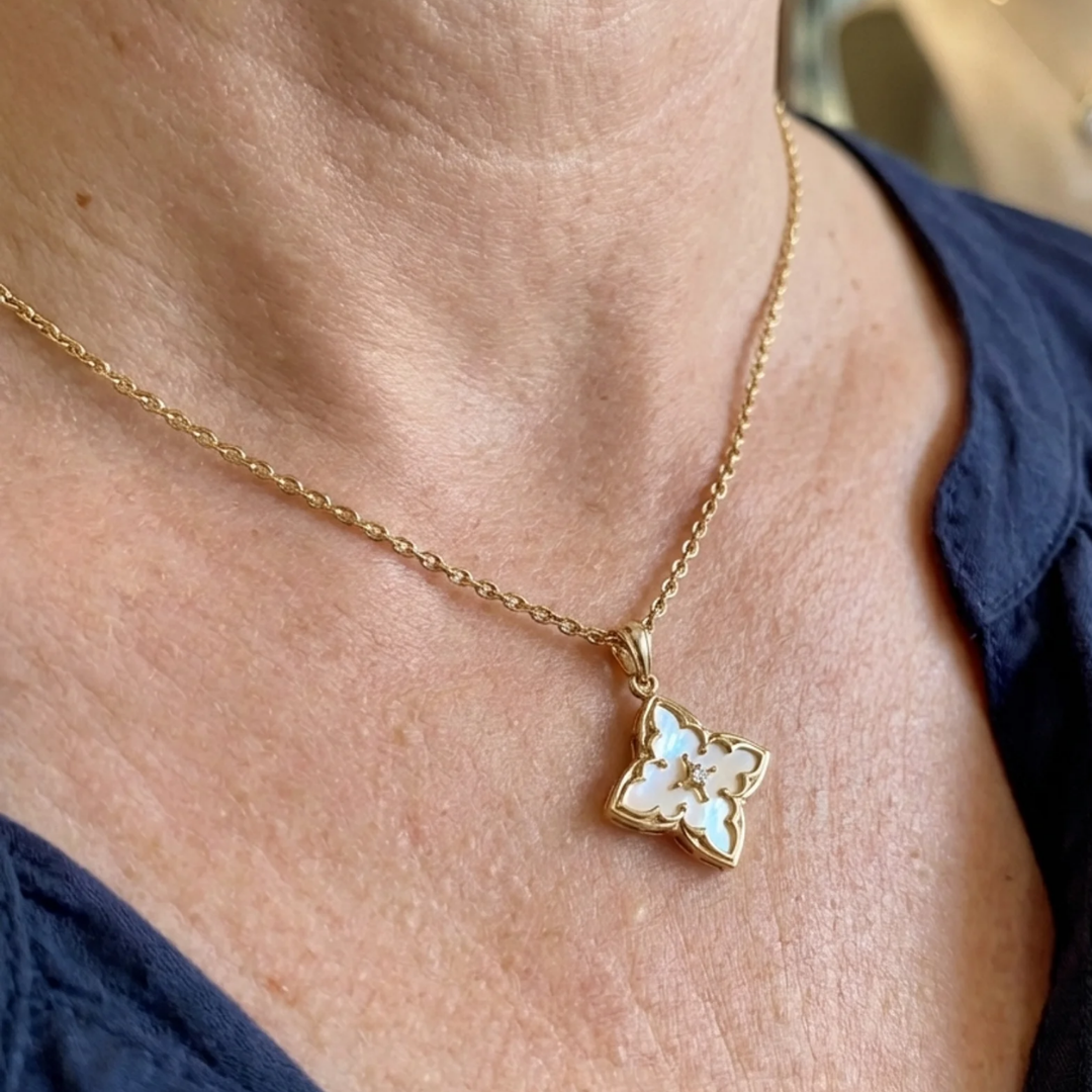 Blue Clover Pendant Necklace | Gold Maya Henry Jewelry
