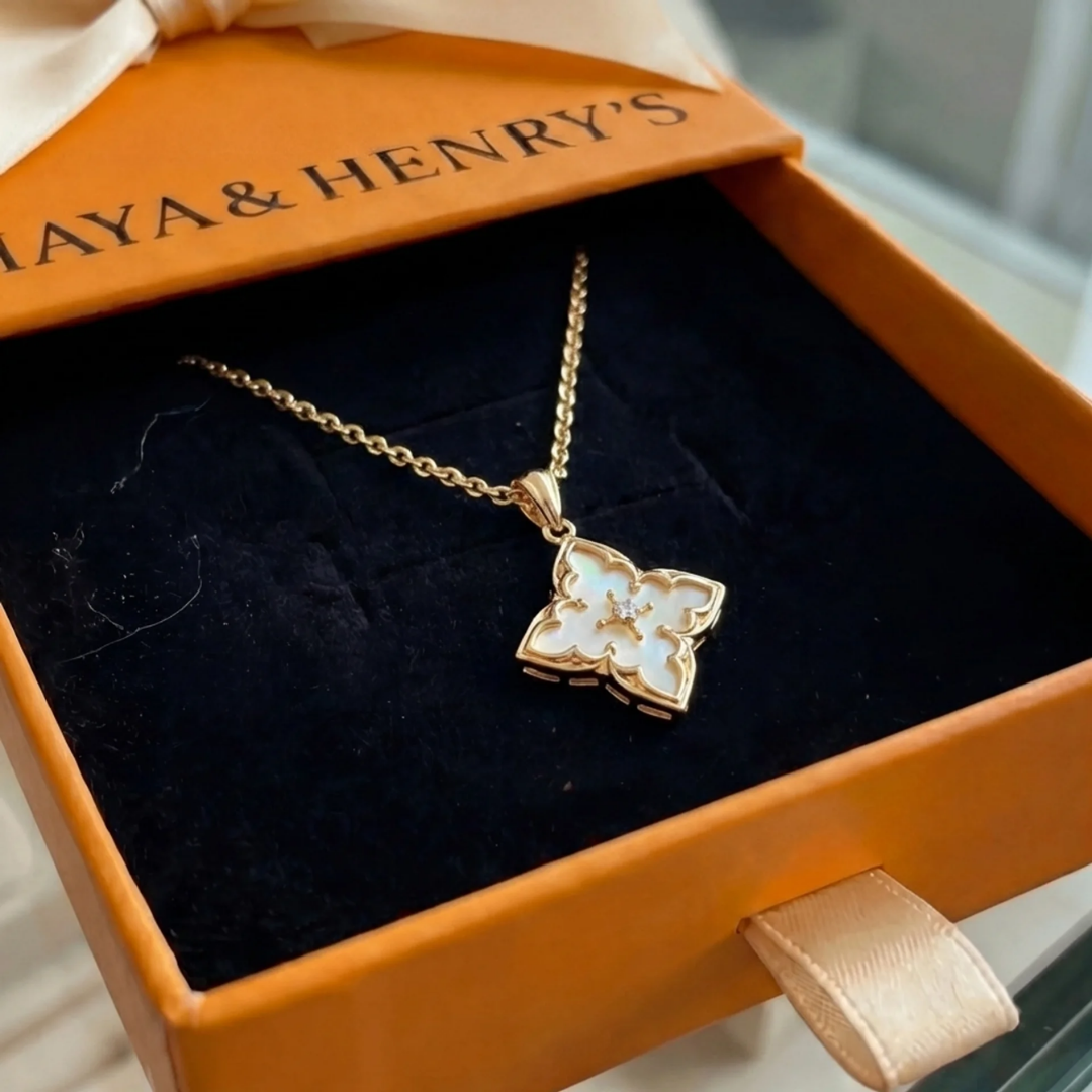 White Clover Pendant Necklace | Gold Maya Henry Jewelry