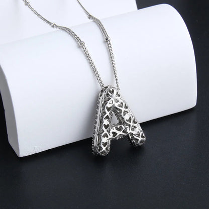 Bubble letter initial necklace set | White Gold Maya Henry Jewelry