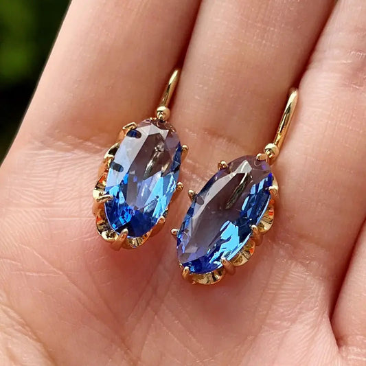 Golden Blue Bloom Earrings | Gold Maya Henry Jewelry