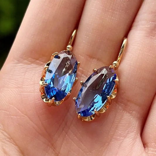 Golden Blue Bloom Gold Earrings Maya Henry Jewelry