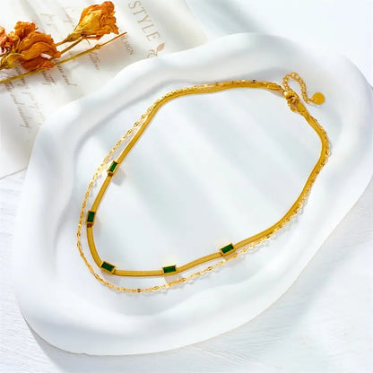 Sorella Gem Double-Layer Retro Gold Necklace Maya Henry Jewelry