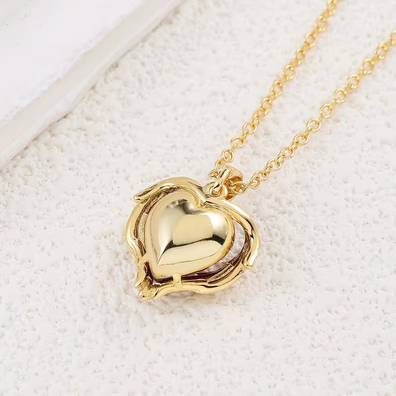 Angel Embrace Ruby Heart Necklace | Gold Maya Henry Jewelry