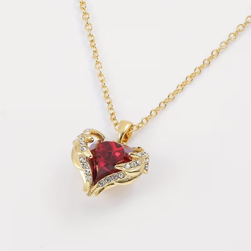 Angel Embrace Ruby Heart Necklace | Gold Maya Henry Jewelry