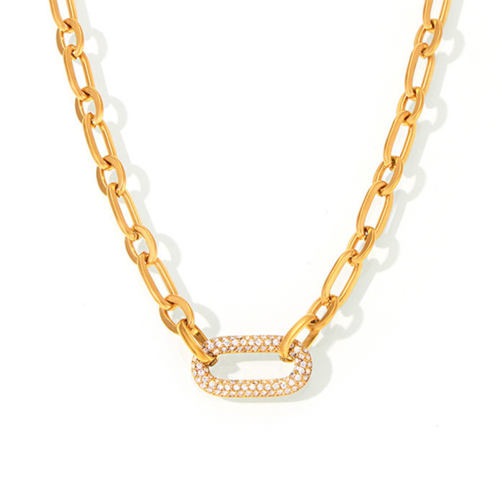 Paved Chunky Chain Link Jewelry Set | Gold Maya Henry Jewelry