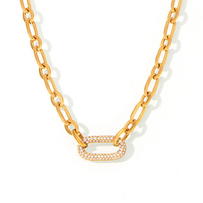 Paved Chunky Chain Link Jewelry Set | Gold Maya Henry Jewelry