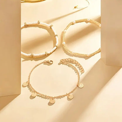 Coastal Charm 3-Piece Layered Anklet Set | Gold Maya Henry Jewelry