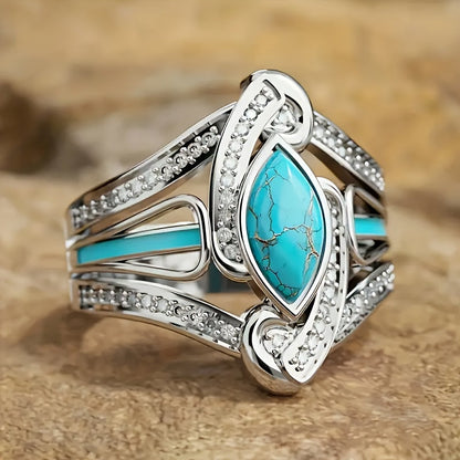Turquoise Marquis Statement Ring | White Gold Maya Henry Jewelry