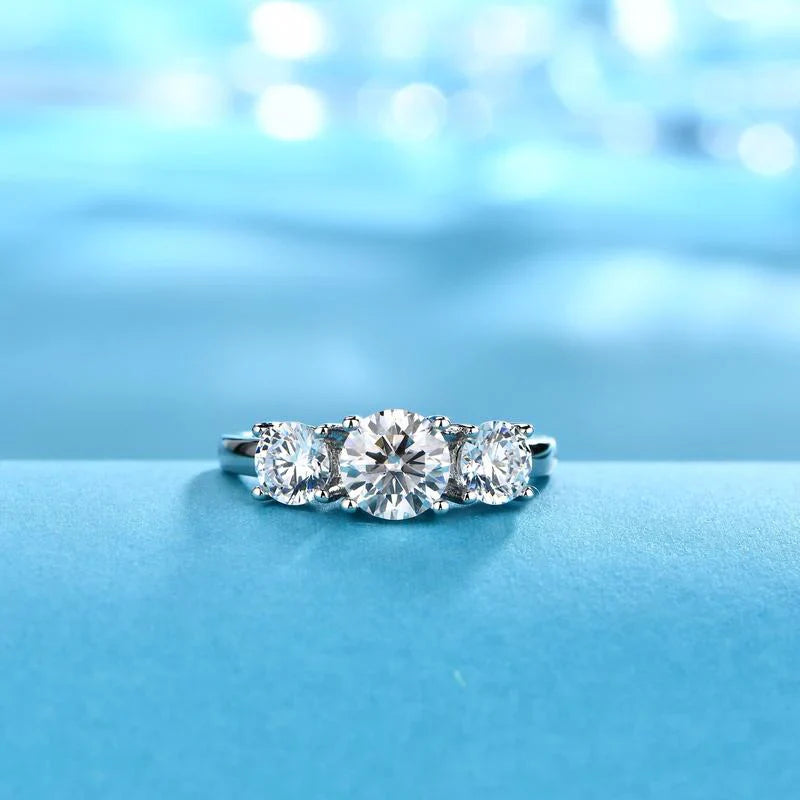 Clare Triple Stone Ring | White gold Maya Henry Jewelry