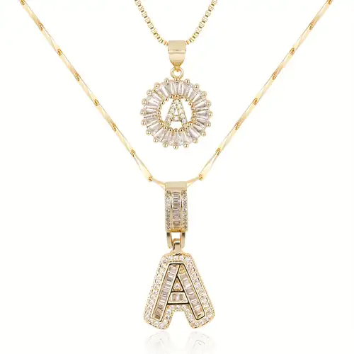 Pave letter initial necklace set | Gold Maya Henry Jewelry