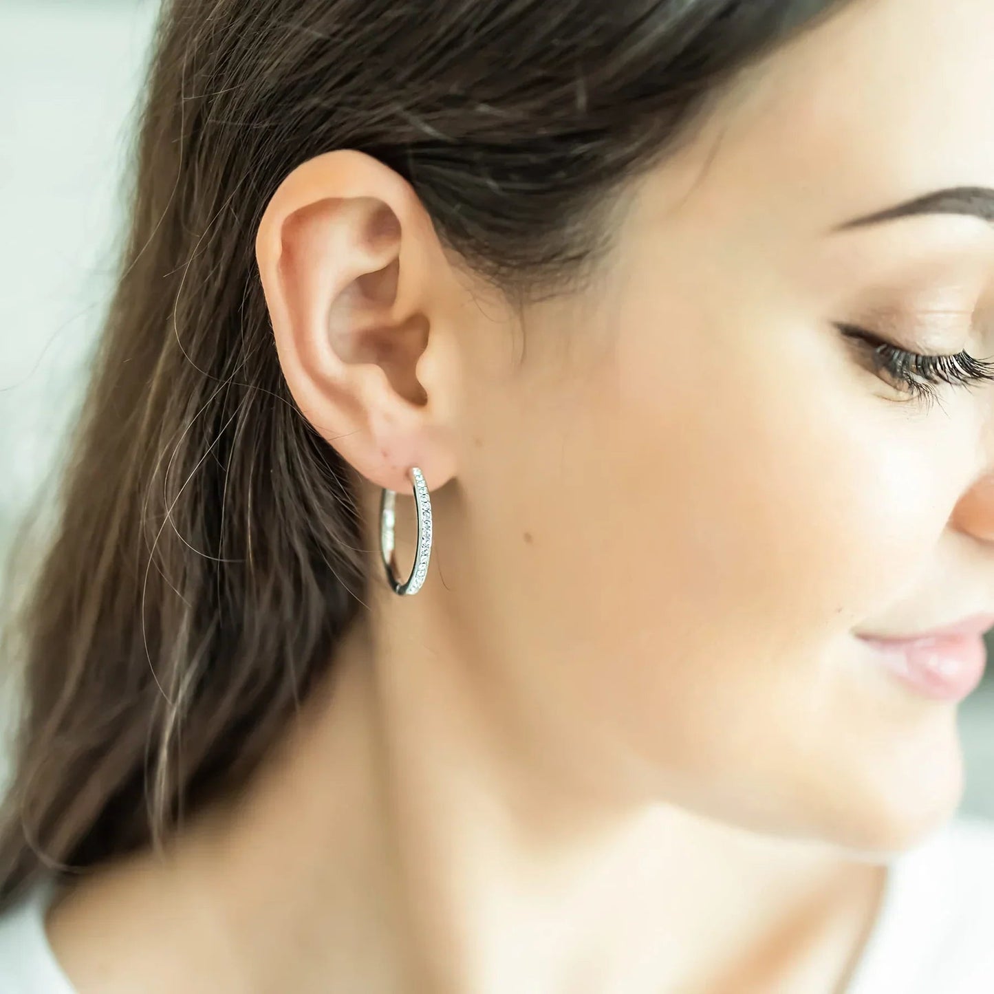 Sorel Pave Earrings | White Gold Maya Henry Jewelry