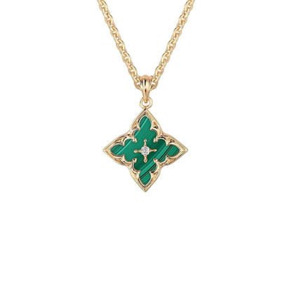 Emerald Clover Pendant Necklace | Gold Maya Henry Jewelry