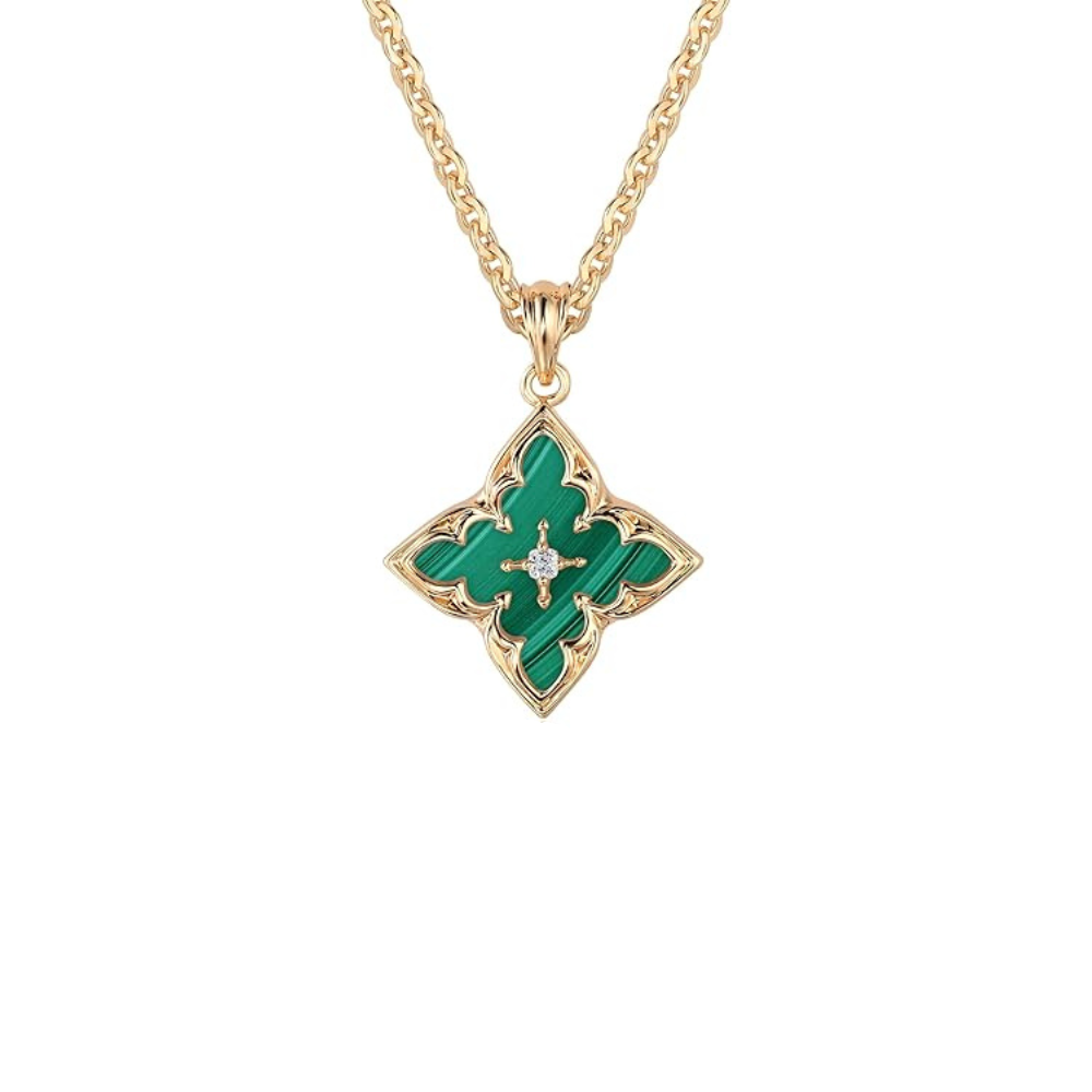 Emerald Clover Pendant Necklace | Gold Maya Henry Jewelry