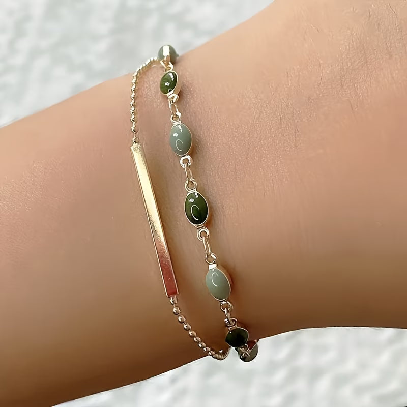 Olivia Moss Duo Bracelet | Gold Maya Henry Jewelry