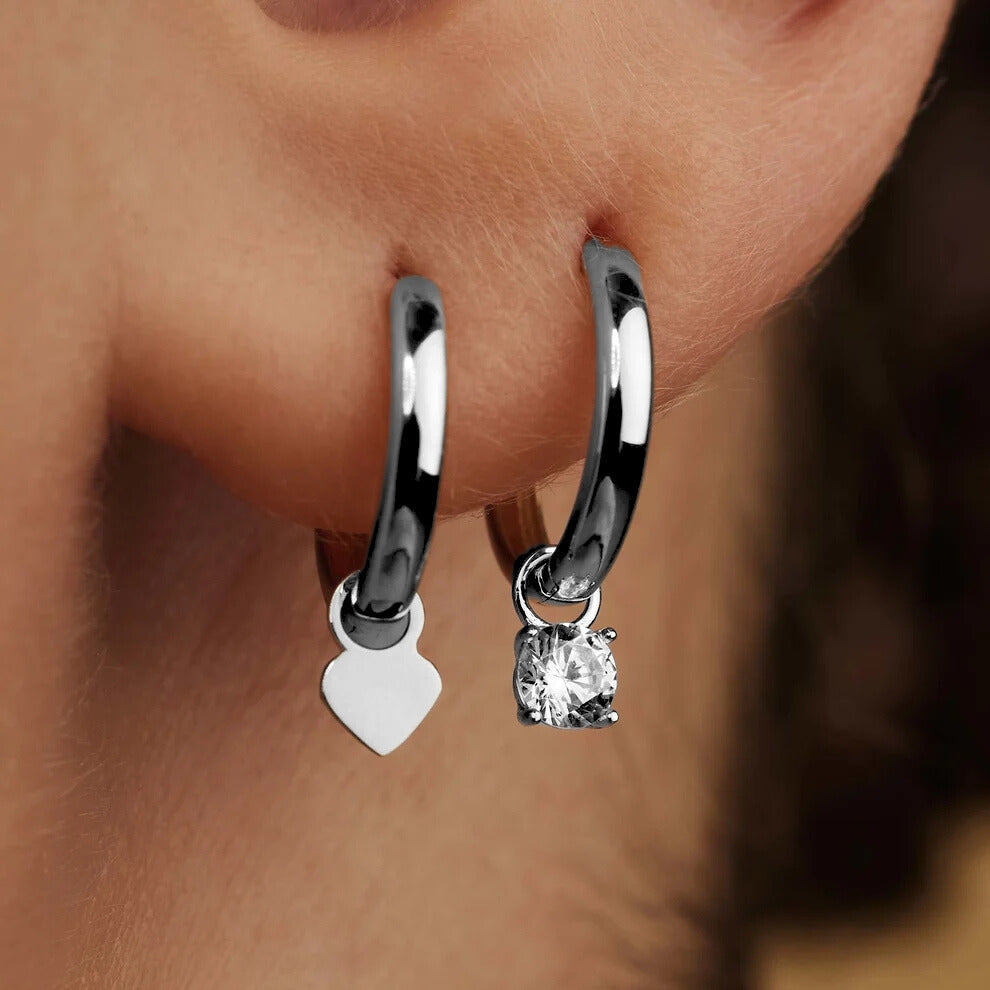 Larmes de Lune Stone Hoop Earrings | White Gold Maya Henry Jewelry