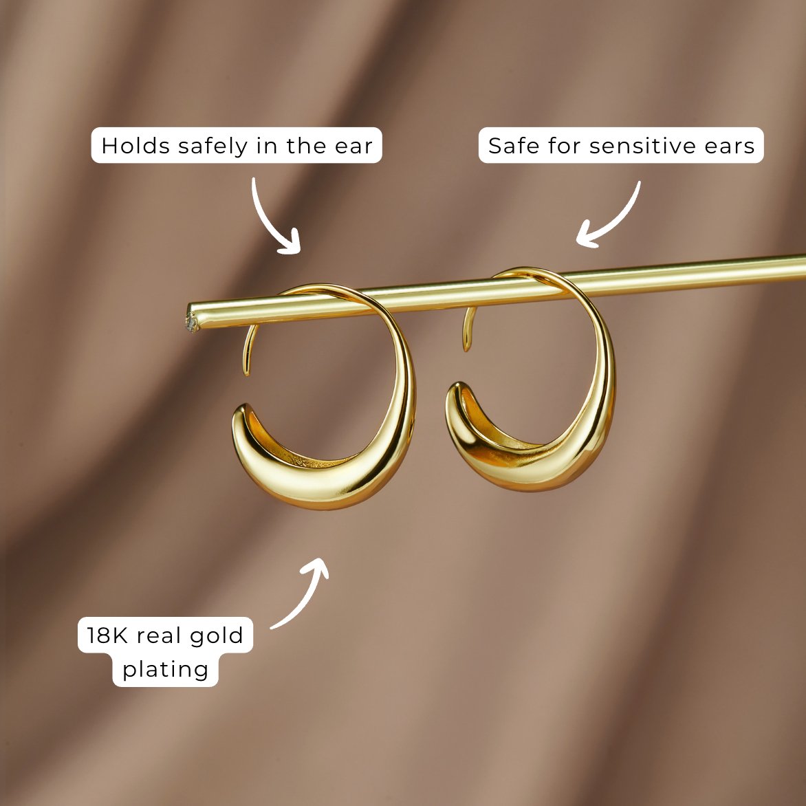 Cina - Drop Hoop Earrings Maya Henry Jewelry