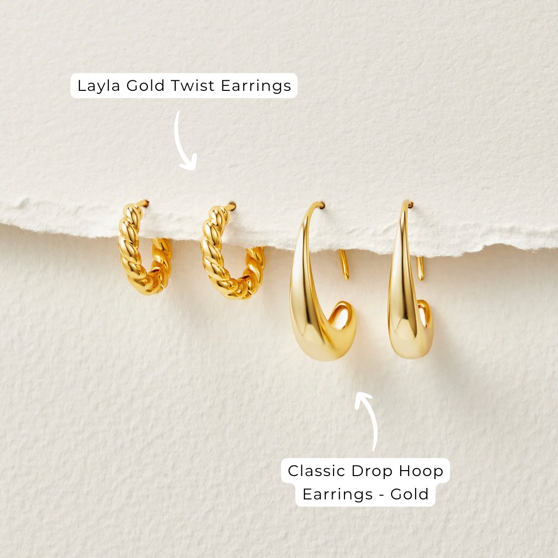 Cina - Drop Hoop Earrings Maya Henry Jewelry