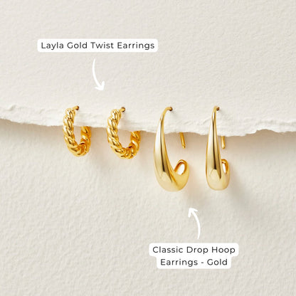 Cina - Drop Hoop Earrings Maya Henry Jewelry