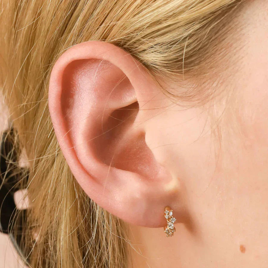 Crystal Cluster Huggies | Gold Maya Henry Jewelry