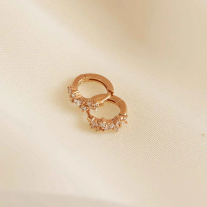Crystal Cluster Huggies | White Gold Maya Henry Jewelry