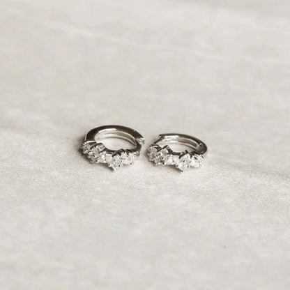 Crystal Cluster Huggies | White Gold Maya Henry Jewelry