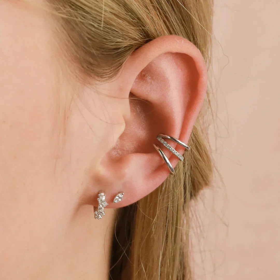 Crystal Cluster Huggies | White Gold Maya Henry Jewelry