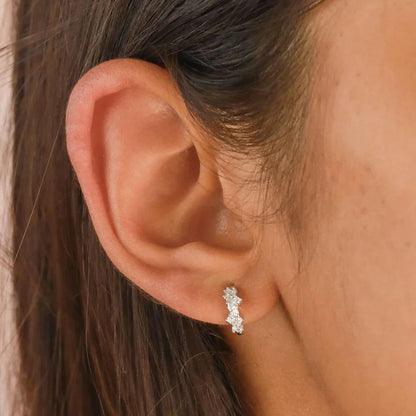 Crystal Cluster Huggies | White Gold Maya Henry Jewelry
