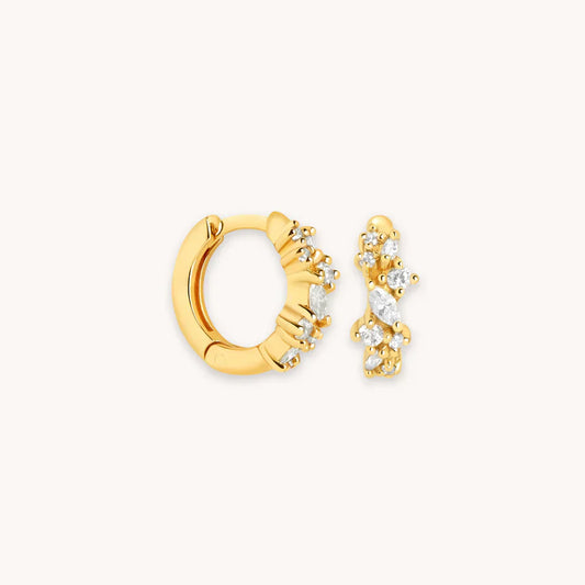 Crystal Cluster Huggies | Gold Maya Henry Jewelry