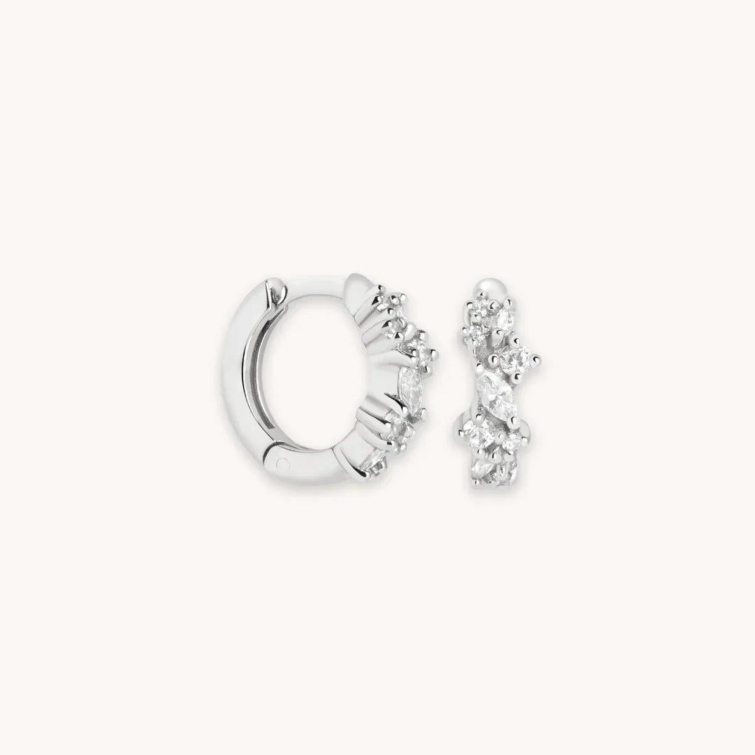 Crystal Cluster Huggies | White Gold Maya Henry Jewelry
