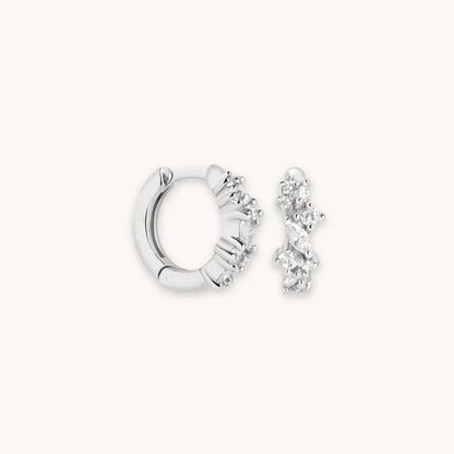 Crystal Cluster Huggies | White Gold Maya Henry Jewelry