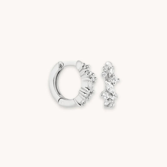 Crystal Cluster Huggies | White Gold Maya Henry Jewelry