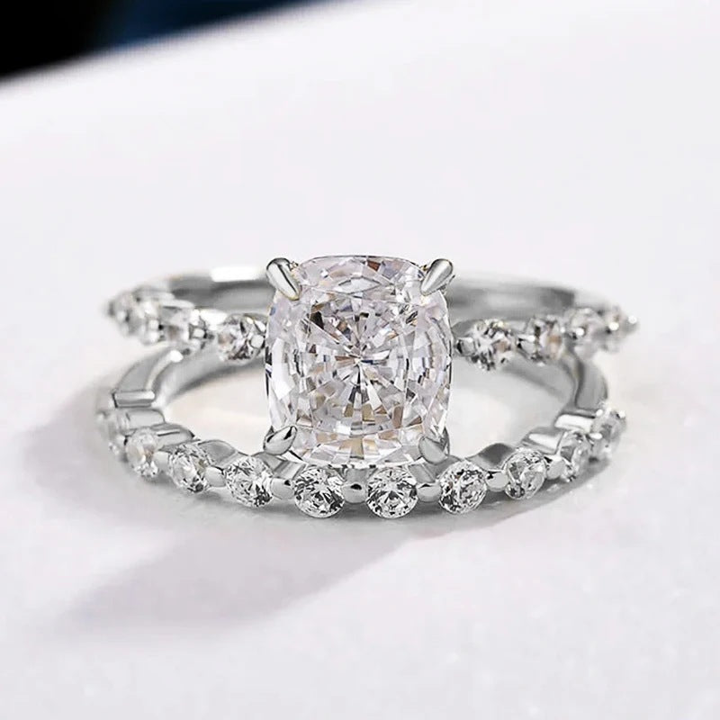 Bridal Cushion 2PC Ring Set | White Gold Maya Henry Jewelry