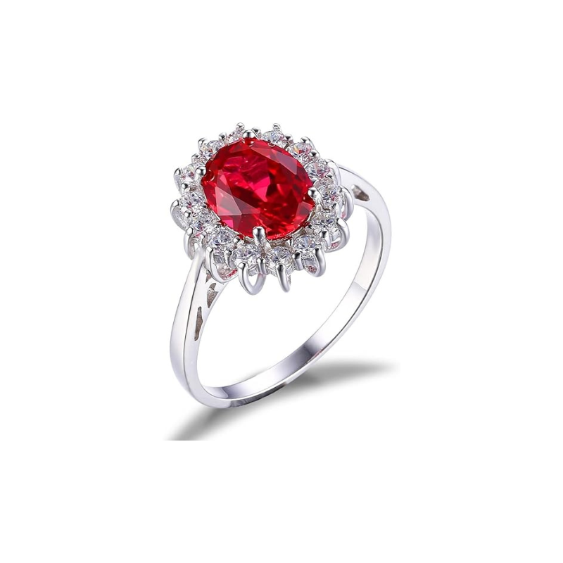 Classic Ruby Halo Ring | White Gold Maya Henry Jewelry