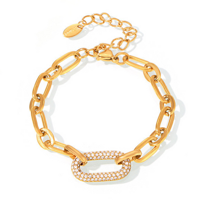 Paved Chunky Chain Link Jewelry Set | Gold Maya Henry Jewelry