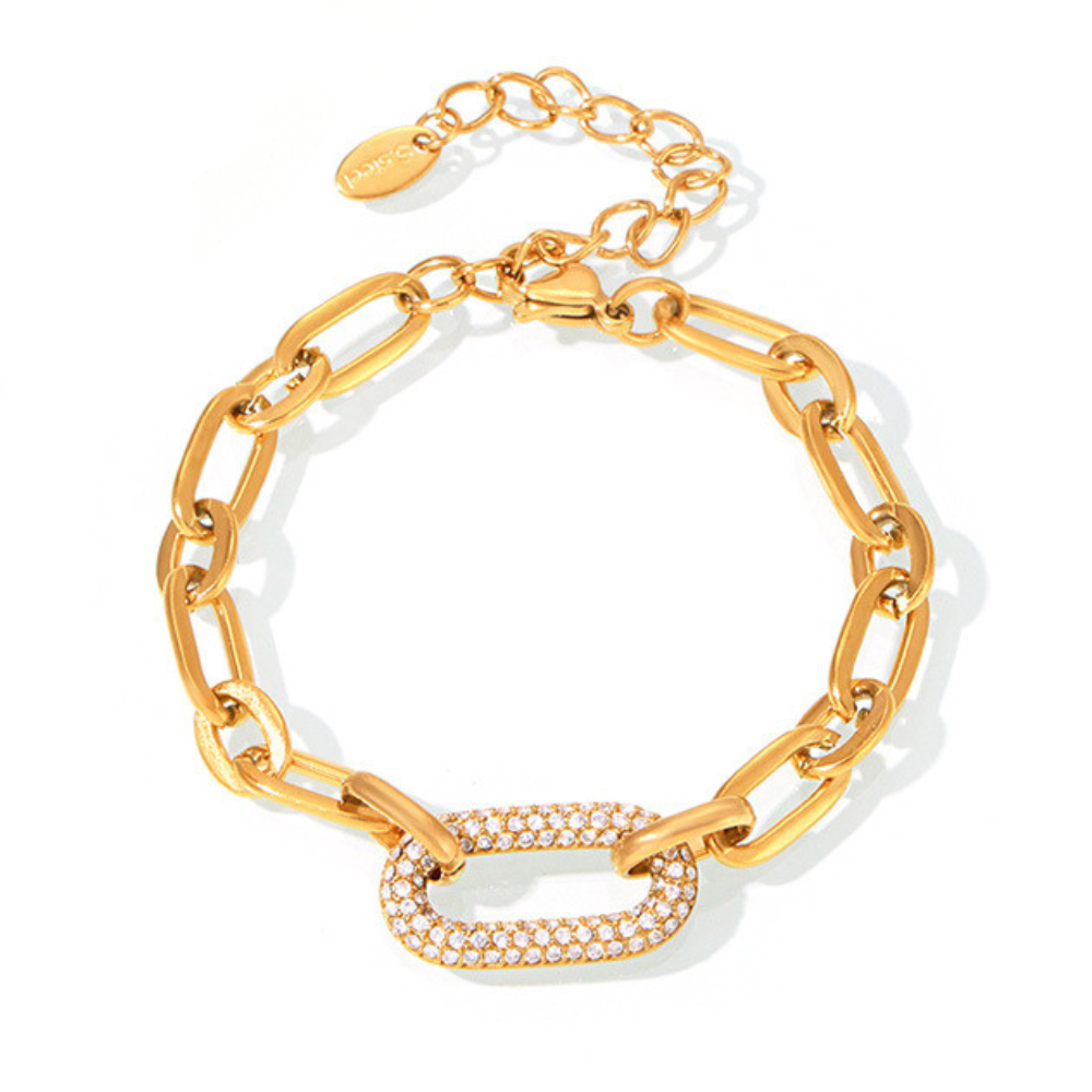 Paved Chunky Chain Link Jewelry Set | Gold Maya Henry Jewelry