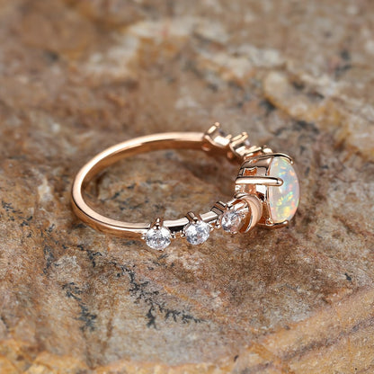 Opal Crescent Moon Ring | Rose Gold Maya Henry Jewelry