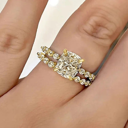Bridal Cushion 2PC Ring Set | White Gold Maya Henry Jewelry