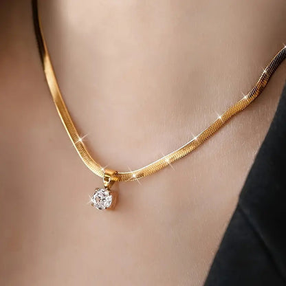 Elegant Rhinestone Pendant Necklace | Gold Maya Henry Jewelry