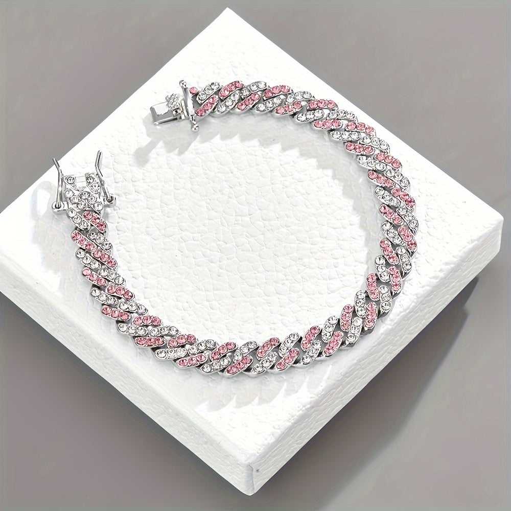 Arctic Blush Cuban Bracelet | White Gold Maya Henry Jewelry